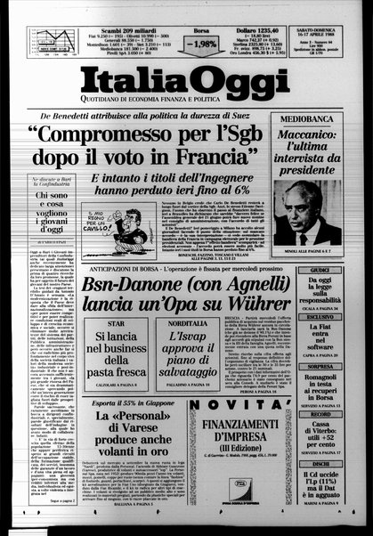 Italia oggi : quotidiano di economia finanza e politica